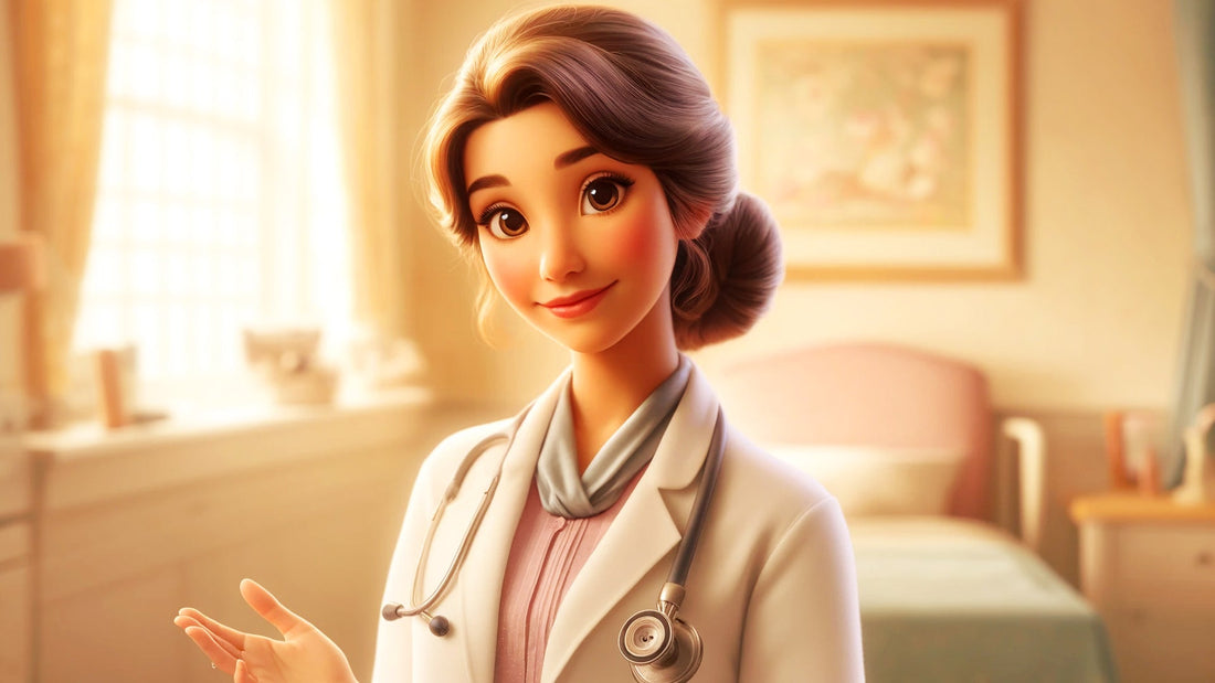 Femme façon dessin animé en tenue de professionnelle  de santé