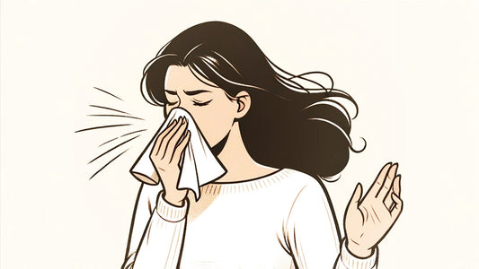  femme tenant un mouchoir qui éternue